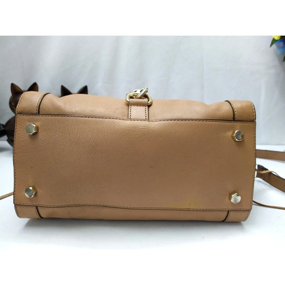 Rebecca Minkoff Bowery Fatigue Tan Brown Leather Double Handles Satchel Bag